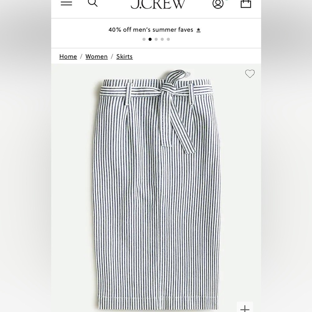 Jcrew denim slim skirt with railroad stripe